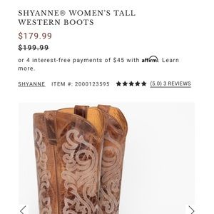 COPY - SHYANNE WOMENS TALL WESTERN BOOTS